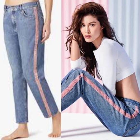CALZEDONIA Girlfriend Velvet Stripe Jeans - Picture 1 of 4